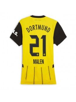 Borussia Dortmund Donyell Malen #21 Heimtrikot für Frauen 2024-25 Kurzarm